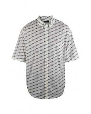 Balenciaga Monogram Logo Cotton Shirt - Grey