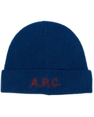 A.P.C. Mütze Mit Logo-Print - Blau
