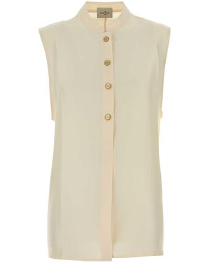 LeKasha Sleevless Shirt With Side Openings - Natural
