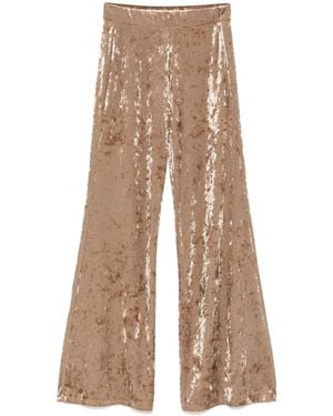 forte_forte Iridescent Stretch Velvet High Waist Trousers - Natural