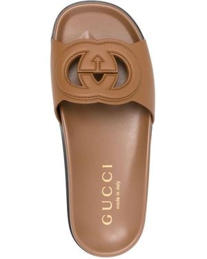 Gucci Cut Leather Sandals - Brown