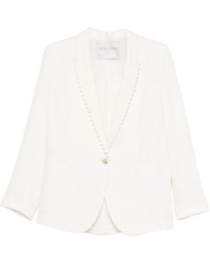 forte_forte Linen Single-Breasted Jacket - White