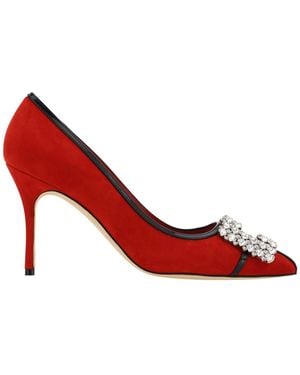 Manolo Blahnik Tubérien 90 Pumps en daim - Rouge