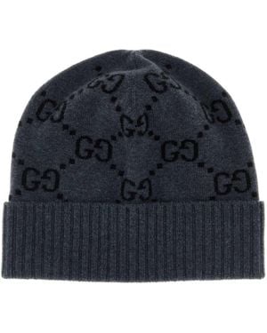 Gucci Gg Logo Beanies Hat - Blue