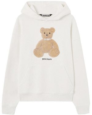 Palm Angels Cotton Printed Hoodie - White