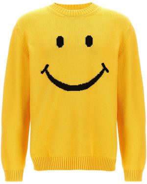 Moschino Crewneck Sweater With 'Smiley' Intarsia Design - Yellow