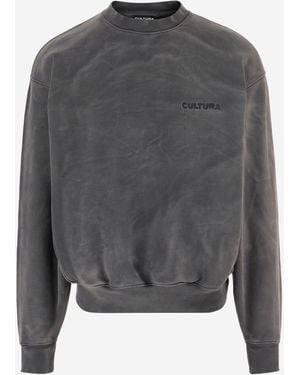 Cultura Felpa Di Cotone Con Logo - Grigio