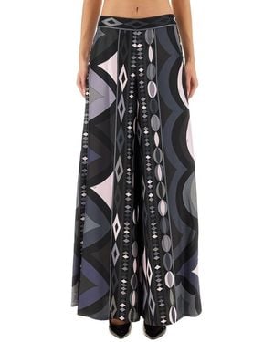 PUCCI Pants With Necklace Print Silk Pants - Black