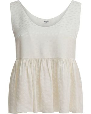 Chloé Silk Peplum Top - White