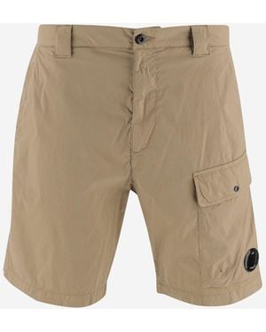 C.P. Company Stretch Cotton Blend Cargo Short Pants - Neutro