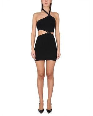 T By Alexander Wang Asymmetrical Neckline Fitted Mini Dress - Black