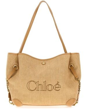 Chloé Raffia Chloã Clover Shopping Bag - Brown