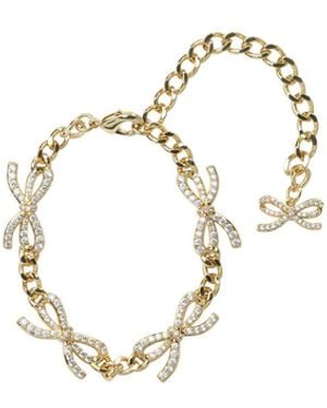 Self-Portrait Crystal Bow Bracelet - White