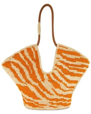 Zimmermann Goldentime Medium Rafia Tote - Naranja