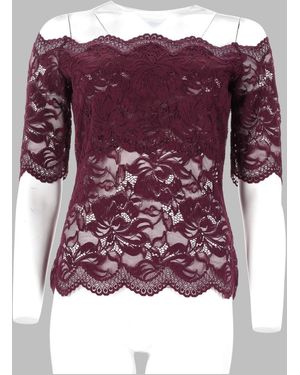 Rabanne Off-Shoulder Lace Top - Purple