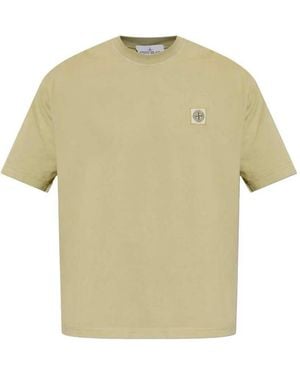 Stone Island T Shirt With Logo Patch - Natural