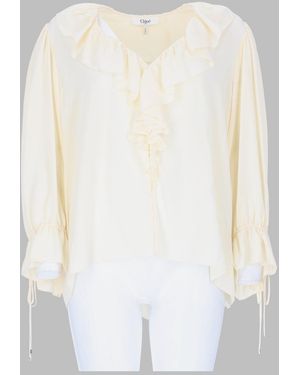 Chloé Top Crêpe De Chine Silk Tops - White
