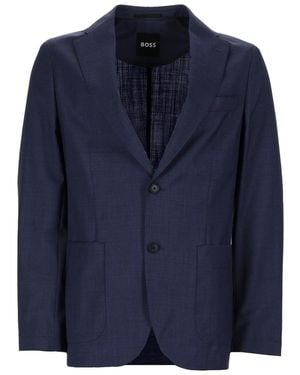 BOSS Virgin Wool Blazer - Blue