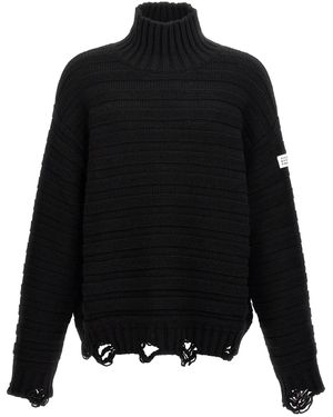 MM6 by Maison Martin Margiela Gerippter Pullover Im Destroyed-Look - Schwarz