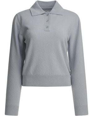 Maison Margiela Light Wool Knitwear With Polo Collar And Ribb - Grau