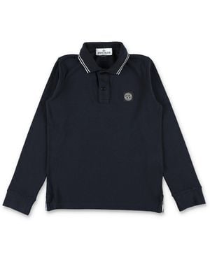 Stone Island Boy's Long Sleeve Polo Shirt - Blue