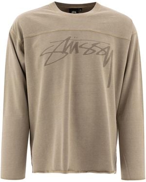Stussy Cotton Football Crew Tee - Grey