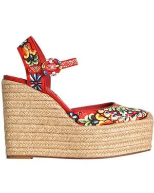 Dolce & Gabbana Dolce & Gabbana Canvas Wedge Sandal With Carretto Print - Pink
