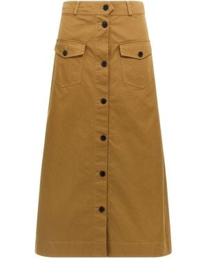 Saint Laurent Midi Skirt - Natural