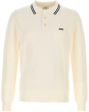 Autry Ivory Knit Polo Shirt - White