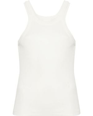 Closed Ribbed Tank Top In - White