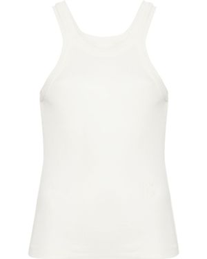 Closed Geripptes Trägershirt Mit Logo - Weiß