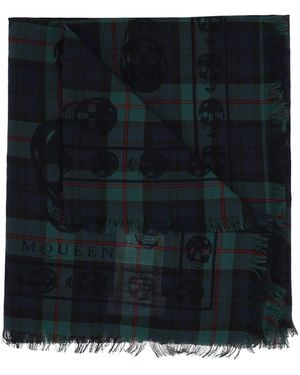 McQueen Alexander MC Queen Skull Tartan Navy Schal - Schwarz