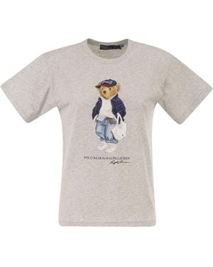 Polo Ralph Lauren Cotton T-Shirt With Polo Bear Print - White