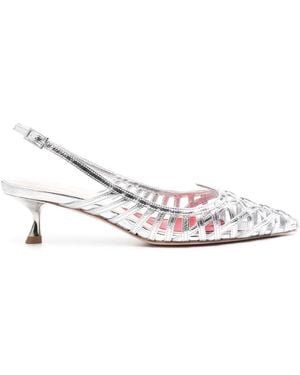Roger Vivier I Love Vivier Leather Slingback Court Shoes - White