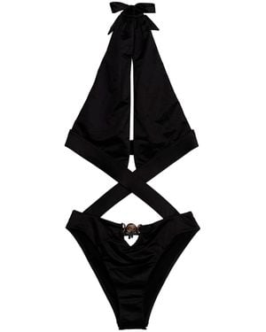 Versace Costume Intero Allacciato Con Medusa-Donna - Nero