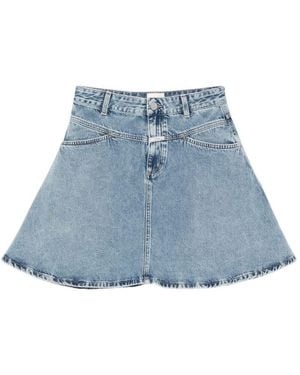 Closed Volant Mini Skirt - Blue