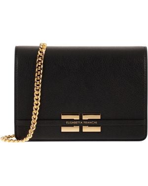Elisabetta Franchi Shoulder Bag With Logo - Black