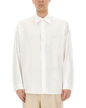 Dolce & Gabbana Long-Sleeved Linen Shirt - White