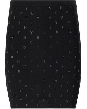 Elisabetta Franchi Knitted Skirt With Rhinestones - Schwarz