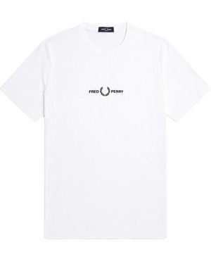 Fred Perry T Shirt Con Logo Ricamato - White