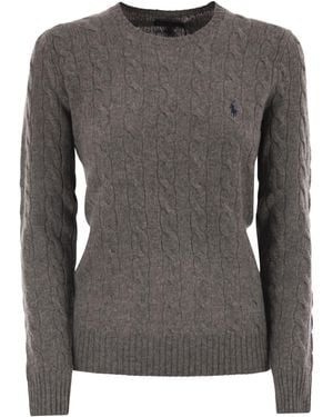 Polo Ralph Lauren Plaited Wool And Cashmere Crew Neck - Grey