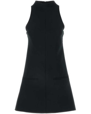 Courreges Short Twill Dress With A Mock Turtleneck - Black