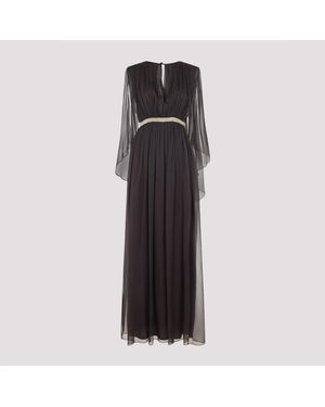 Alberta Ferretti Chiffon Long Dress - Schwarz
