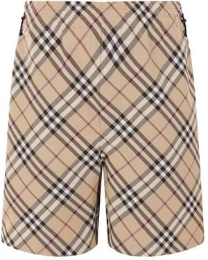 Burberry Hellbraune Reiterkaroschorts - Grau