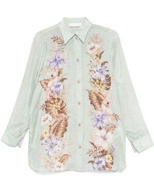 Zimmermann Coco Printed Silk Shirt - White