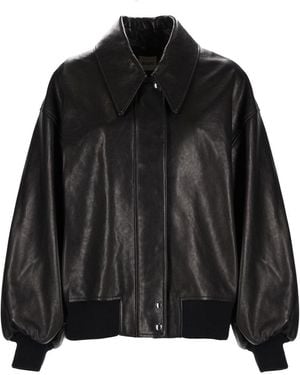 KHAITE Solid Shirt Collar Jacket - Black