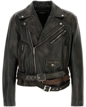 DSquared² Dark Brown Leather Jacket - Black