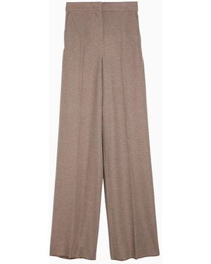 Max Mara Clay Coloured Cotton Palazzo Trousers - Brown