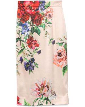 Dolce & Gabbana Flower Print Midi Rok - Meerkleurig