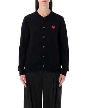 COMME DES GARÇONS PLAY Wool Cardigan With Crystal Heart - Black